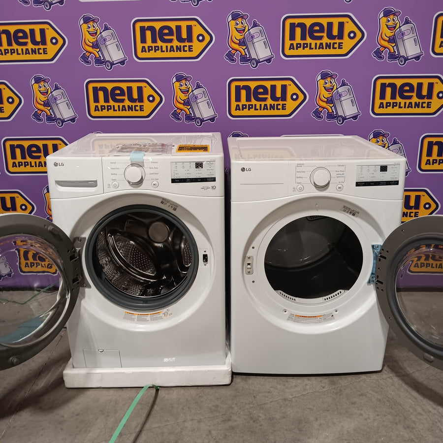 LG Ultra Large Capacity Front Load 4.5 Cu. Ft. Washer in White with ColdWash Technology WM3400CW - New in Box and LG 7.4 cu. ft. Large Capacity Electric Dryer in White 16258 - DLE3400W - Open Box