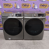 Samsung 4.5 cu. ft. Large Capacity Smart Front Load Washer with Super Speed Wash in Platinum WF45B6300AP - Scratch & Dent (Minor) and Samsung 7.5 cu. ft. Front Load Electric Dryer with Steam 16272 - DVE45B6300P - Scratch & Dent (Minor)