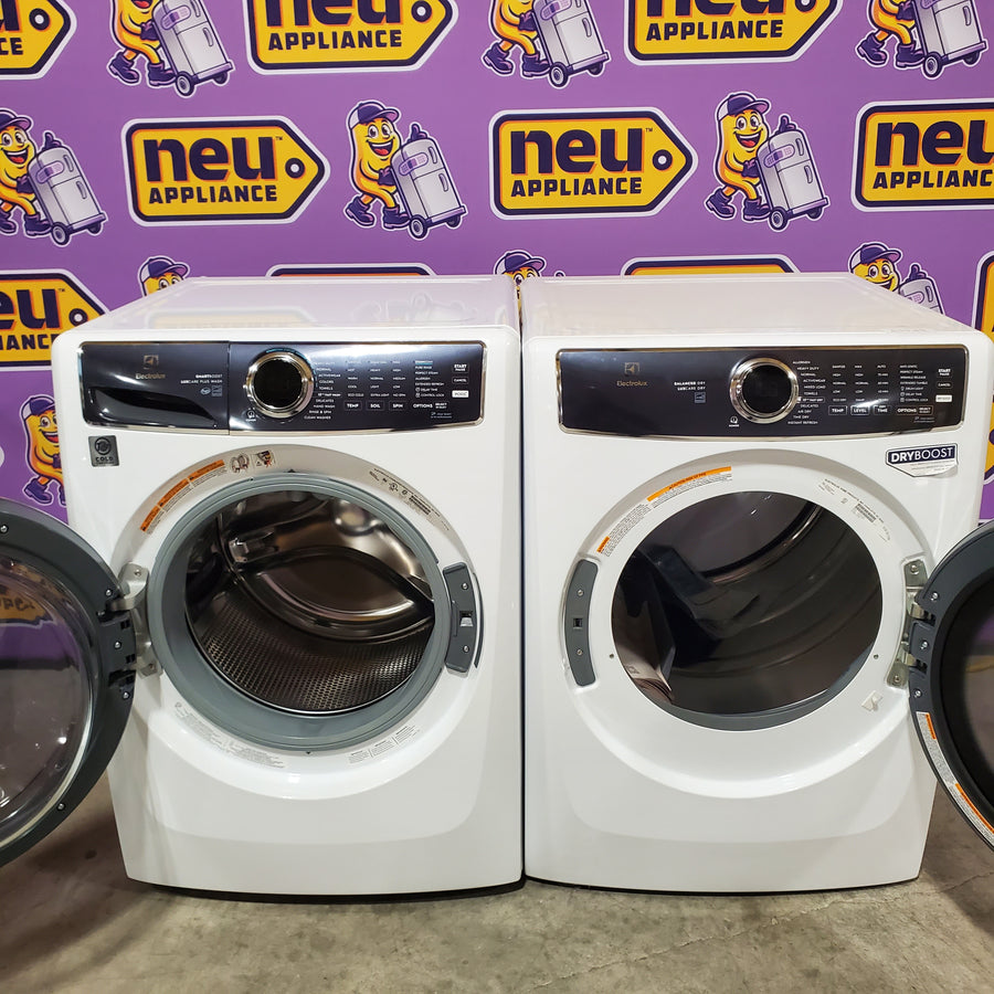 Electrolux 4.5 Cu.Ft. Stackable Front Load Washer with Steam and SmartBoost Wash System ELFW7637AW - Scratch & Dent (Moderate) and Electrolux 8.0 cu. ft. Front Load Electric Dryer with Perfect Steam ELFE7637AW - Scratch & Dent (Minor)