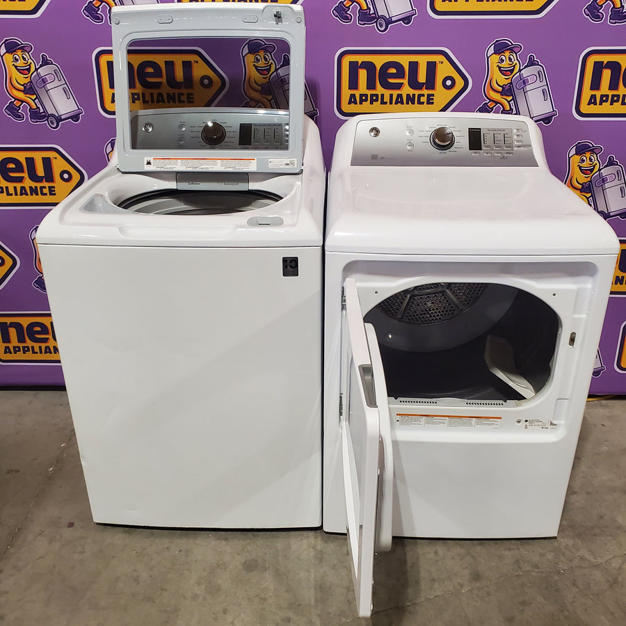 GE® 4.6 cu. ft. Capacity Washer with Stainless Steel Basket GTW680BSJWS - Certified Refurbished and GE® ENERGY STAR® 7.4 cu. ft. Capacity Aluminized Alloy Drum Electric Dryer with Sensor Dry GTD65EBSJWS - Certified Refurbished