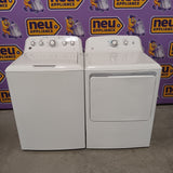 GE® 4.5 cu. ft. Capacity Washer with Stainless Steel Basket in White GTW465ASNWW - Certified Refurbished and GE® 7.2 cu. ft. Capacity Aluminized Alloy Drum Electric Dryer GTD33EASKWW - Certified Refurbished