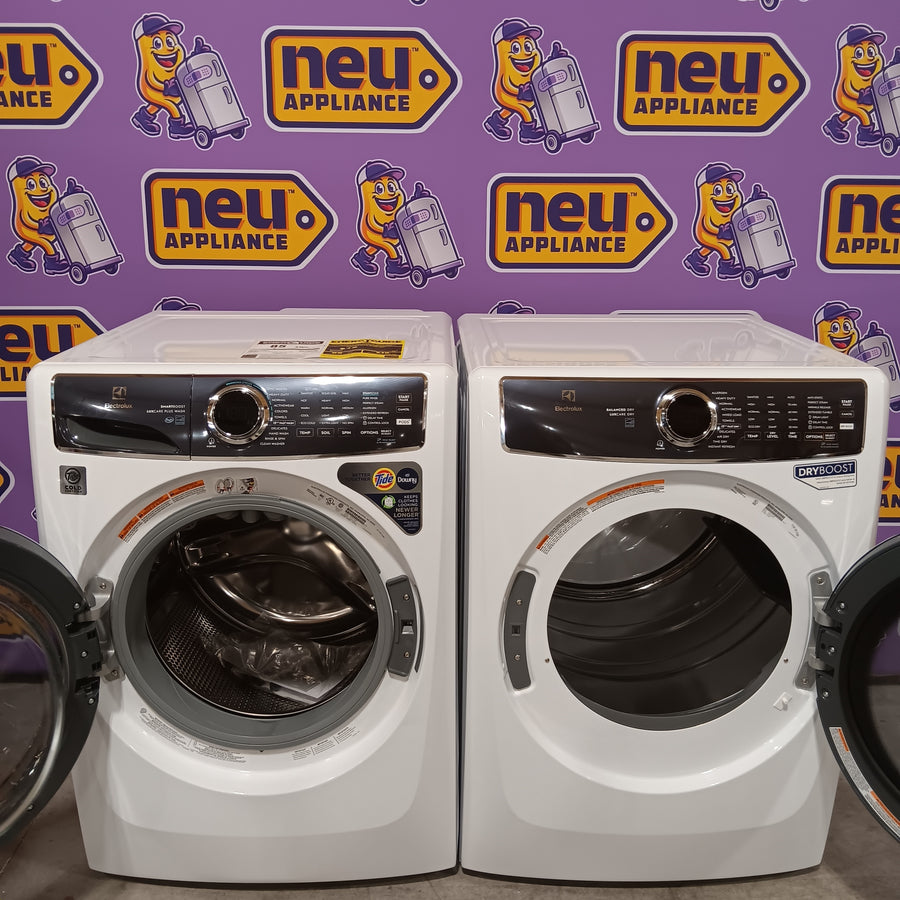 Electrolux 4.5 Cu.Ft. Stackable Front Load Washer with Steam and SmartBoost Wash System ELFW7637AW - Open Box and Electrolux 8.0 cu. ft. Front Load Electric Dryer with Perfect Steam ELFE7637AW - Open Box