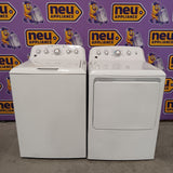 GE® 4.5 cu. ft. Capacity Washer with Stainless Steel Basket in White GTW465ASNWW - Certified Refurbished and GE White Electric 7.2 Cu. Ft. Dryer with Aluminized Alloy Drum GTD42EASJWW - Certified Refurbished