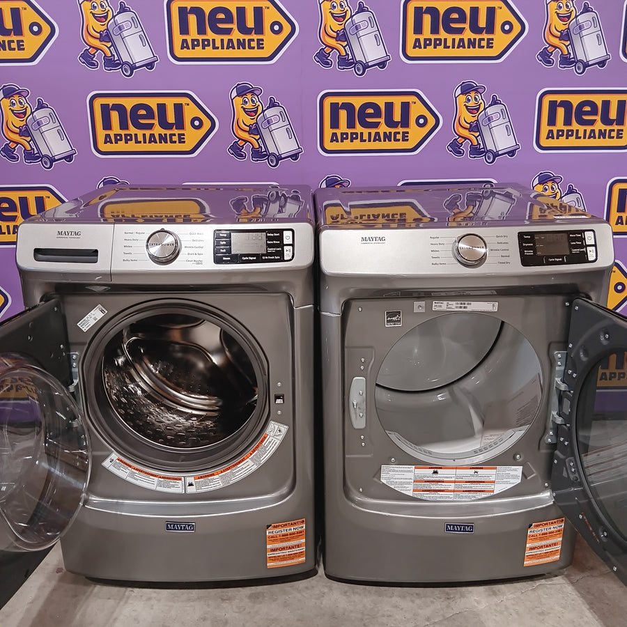 Maytag 4.5-cu ft High Efficiency Stackable Steam Cycle Front-Load Washer MHW5630HC - Scratch & Dent (Minor) and Maytag 7.3-cu ft Stackable Vented ENERGY STAR Electric Dryer MED5630HC - Scratch & Dent (Minor)
