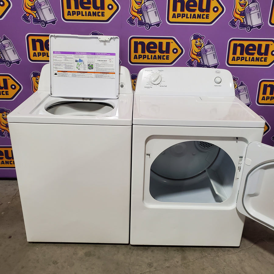 Roper 3.6 cu ft Agitator Top-Load Washer in White RTW4641BQ - Certified Refurbished and Amana 6.5 cu. ft. Electric Dryer with Automatic Cycles NED4600YQ - Certified Refurbished