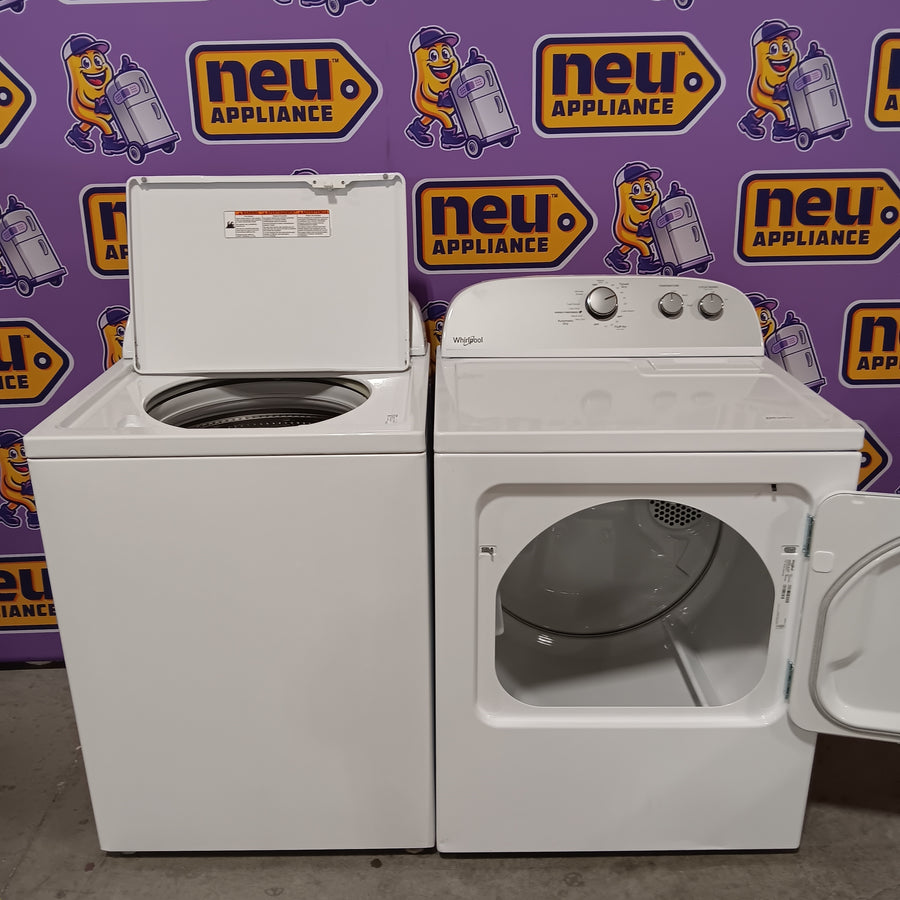 Whirlpool 3.8–3.9 Cu. Ft. Top Load Washer with 2 in 1 Removable Agitator and Soil Level Selection WTW4957PW - Certified Refurbished and Whirlpool 7-cu ft Vented Electric Dryer WED4815EW - Scratch & Dent (Minor)