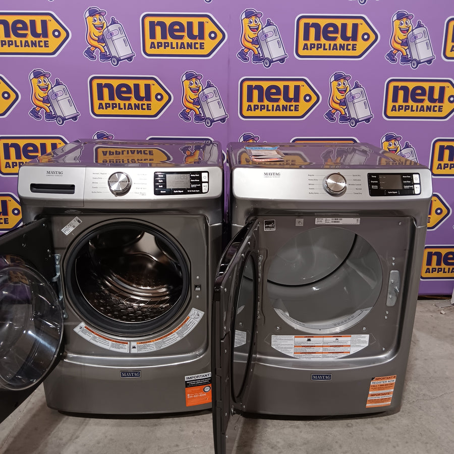 Maytag 4.5-cu ft High Efficiency Stackable Steam Cycle Front-Load Washer MHW5630HC - Scratch & Dent (Major) and Maytag 7.3-cu ft Stackable Vented ENERGY STAR Electric Dryer MED5630HC - Scratch & Dent (Minor)