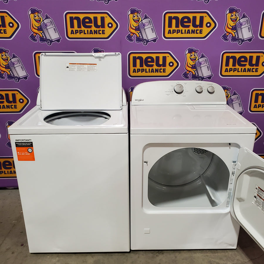 Whirlpool Top Load 3.5 Cu. Ft. Washer with Deep Water Wash Option WTW4816FW - Scratch & Dent (Major) and Whirlpool White Gas 7.0 Cu. Ft. Vented Dryer with Wrinkle Shield Option and AutoDry Drying System WGD4815EW - Scratch & Dent (Major)