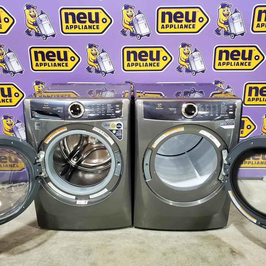 Electrolux Titanium Front Load 600 Series 4.5 Cu. Ft. Washer with Smartboost ELFW7637AT - Scratch & Dent (Minor) and Electrolux 500 Series Electric Steam 8.0 cu ft ENERGY STAR Dryer with Instant Refresh Cycle ELFE7537AT - Scratch & Dent (Moderate)
