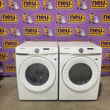 Samsung 4.5 cu. ft. ENERGY STAR Front Load Washer with Vibration Reduction WF45T6000AW - Open Box and Samsung 7.5 cu. ft. Front Load Electric Dryer with Smart Care in White DVE45T6000W - Scratch & Dent (Major)
