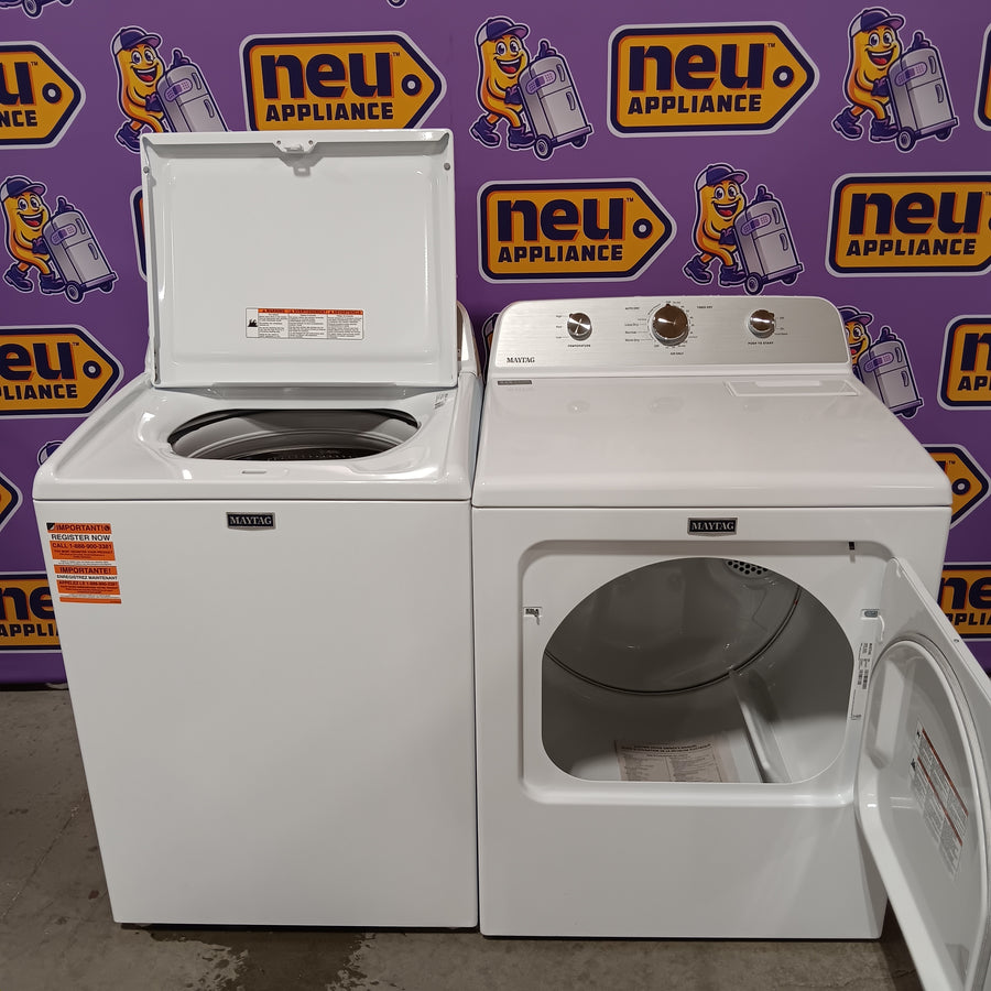 Maytag 4.2 Cu. Ft. Capacity Top Load Washer in White MTW4205SW - Scratch & Dent (Minor) and MayTag 7.0 cu. ft. Top Load Electric Wrinkle Prevent Dryer MED4500MW - Scratch & Dent (Minor)