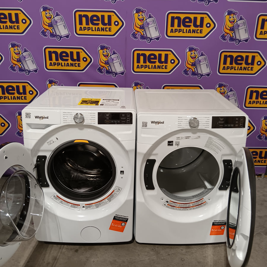 Whirlpool 4.5 cu. ft. Smart Front Load ENERGY STAR® Washer with FreshFlow™ Vent System WFW5720RW - Open Box and Whirlpool 7.4 cu. ft. Smart Front Load ENERGY STAR® Electric Dryer with Wrinkle Shield™ Option WED5720RW - Open Box