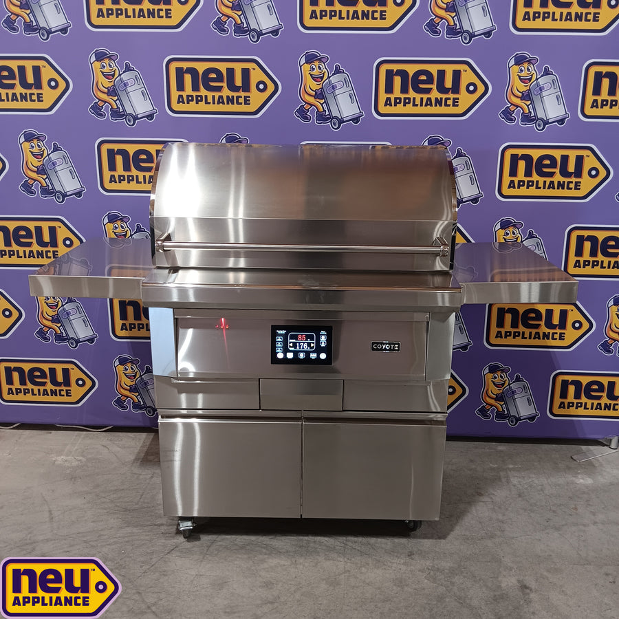 Coyote 36 Inch Freestanding Pellet Grill on Cart, Stainless Steel, Intuitive Digital Touch Control C1P36-FS - Scratch & Dent (Minor)