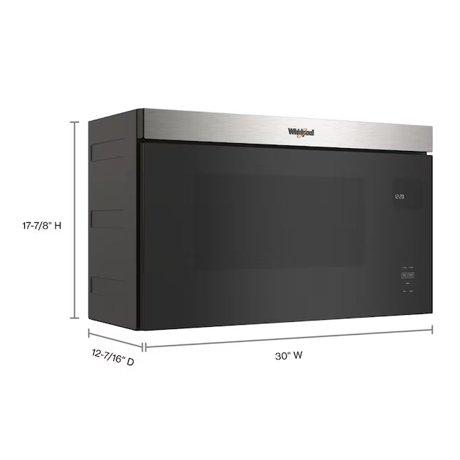 Whirlpool 30 in. 1.1 cu. ft. Over-the-Range Microwave in Fingerprint Resistant Stainless Steel with Turntable Free Design WMM5930PZ - Open Box