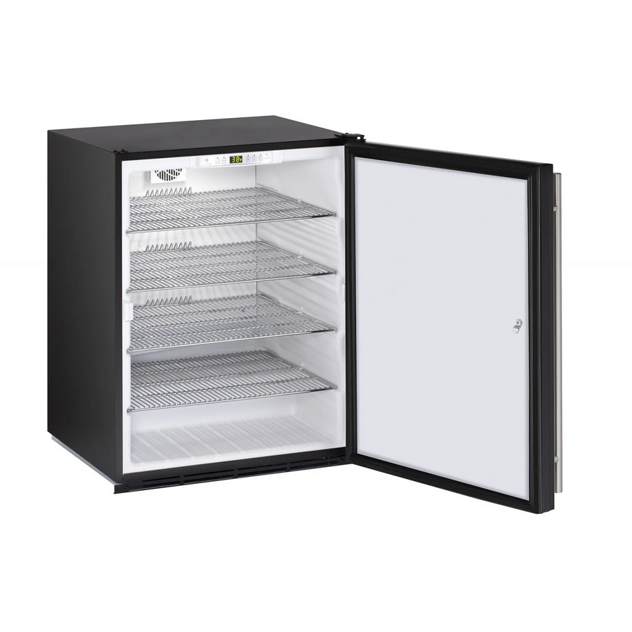 U-Line 24 Inch Compact Refrigerator with 5.3 cu. ft. Capacity, 4 Chrome Plated Wire Shelves, Convection Cooling System, Digital Touch Pad Control, Reversible Door Swing, Door Lock, ADA Compliant, and Sabbath Mode U-ADA24RINT - Open Box