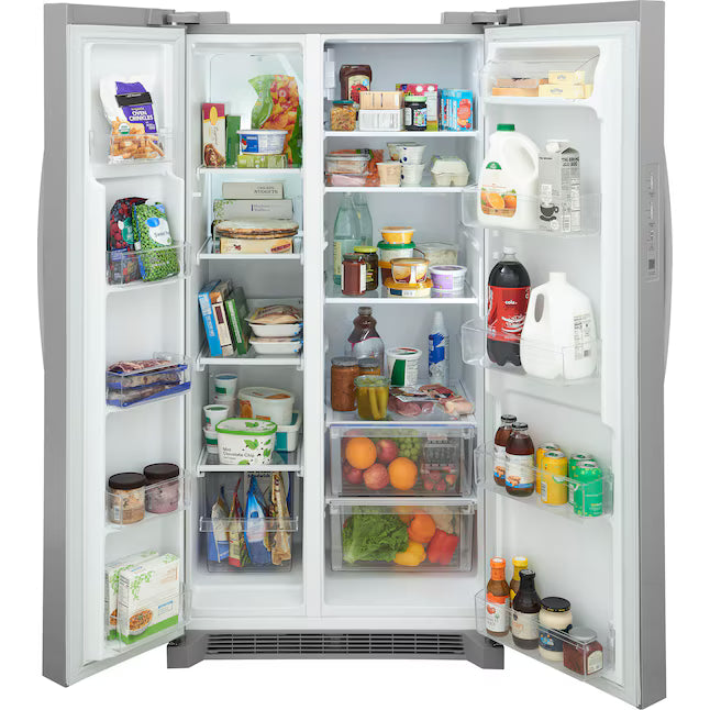 Frigidaire 26.4-cu ft Standard-Depth 36-in Wide Side-by-Side Refrigerator ENERGY STAR Certified in Stainless Steel FRSN2610AF - Scratch & Dent (Moderate)