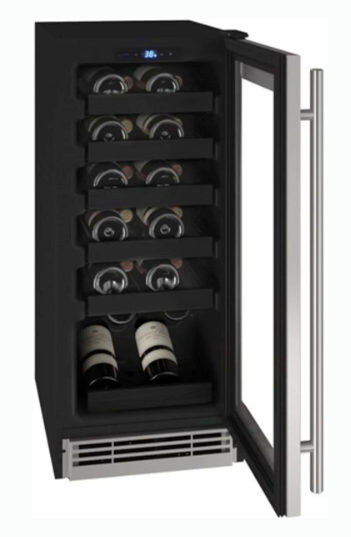 U-Line 15" Wide 24 Bottle Single Zone Black Wine Refrigerator UHWC115BG01A - Scratch & Dent (Minor)