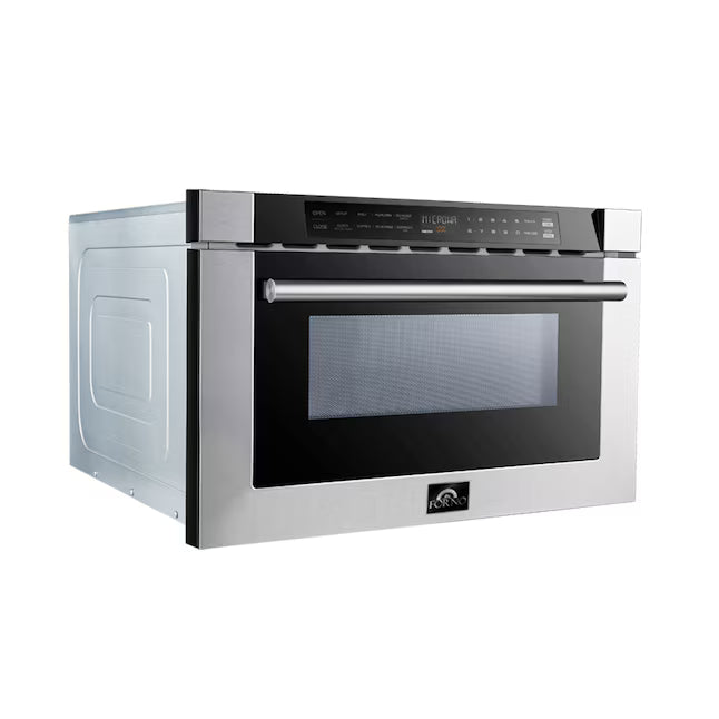Forno 24 in. W 1.2 cu.ft. Stainless Steel and Black 900-Watt Built in Microwave Drawer FMWDR3000-24 - New in Box