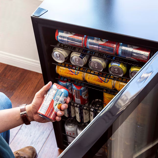 NewAir 18.80-in W 126 -Can Capacity Black Freestanding Indoor Beverage Refrigerator with Glass Door 251311SD925 - AB-1200B - Open Box