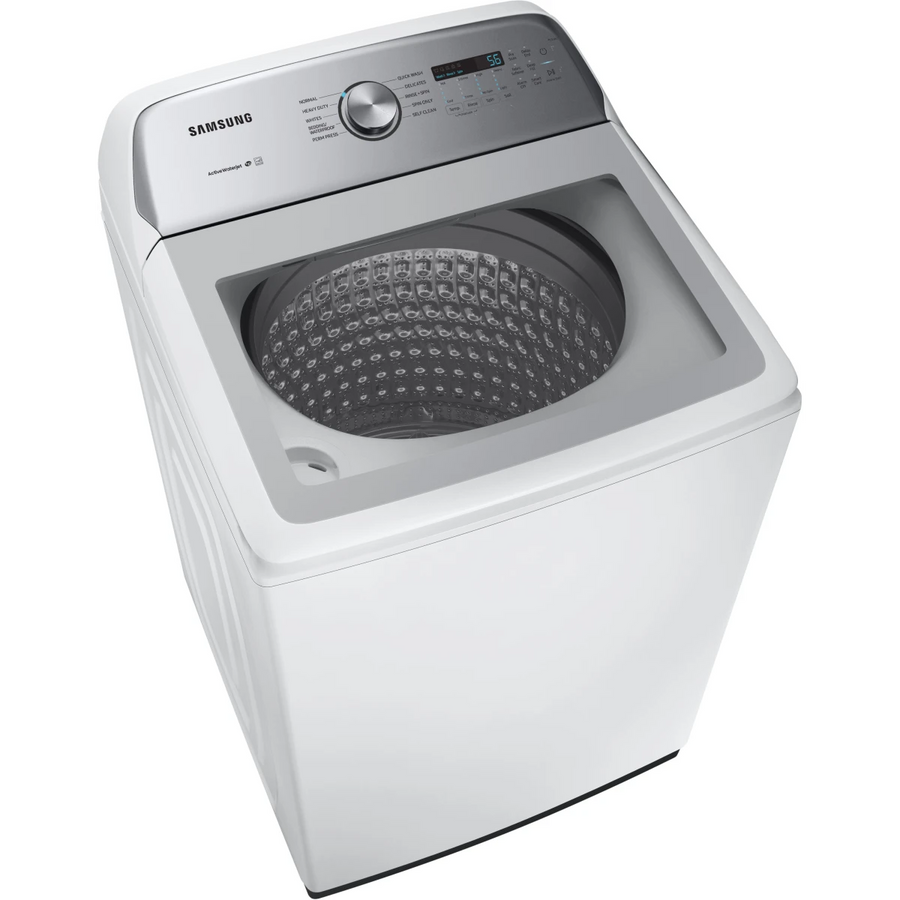 Samsung ENERGY STAR 5.0 cu. ft. Top Load Washing Machine with Active Water Jet WA50R5200AW - Certified Refurbished and Samsung 7.4 cu. ft. Vented Gas Dryer with Sensor Dry in White DVG50R5200W - Certified Refurbished