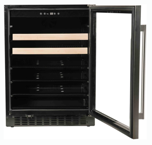 Azure 24 Inch Beverage Center with Blue LED Lighting, Glass Shelving, Wine Racks, Field Reversible Door, Digital Display Controls, and Auto Defrost A124BEV-O - Open Box