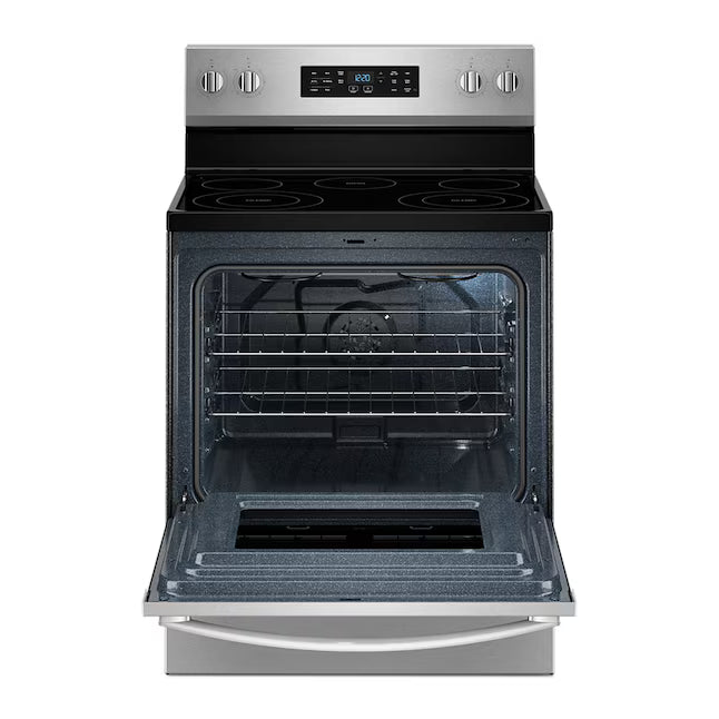 Whirlpool 30-in Glass Top 5 Burners 5.3-cu ft Air Fry Convection Freestanding in Stainless Steel WFES4530SS - Scratch & Dent (Minor)