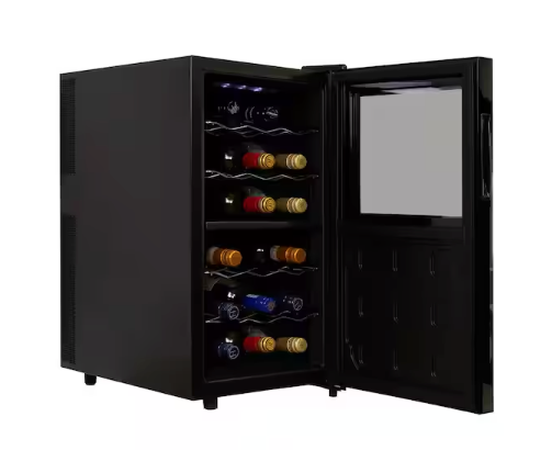 Koolatron 18 Bottle Dual Zone Wine Cooler, Black, 1.7 cu. ft. (48L) Freestanding Wine Fridge 25135SD689 - WC18-DZ - Open Box
