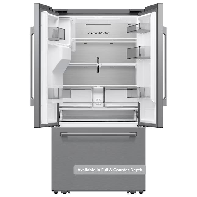 Samsung 36 in. 29 cu. ft. Standard Depth 3-Door French Door Refrigerator in Stainless Steel w/Zero Clearance and Dual Ice Maker RF70H30GER - Scratch & Dent (Minor)