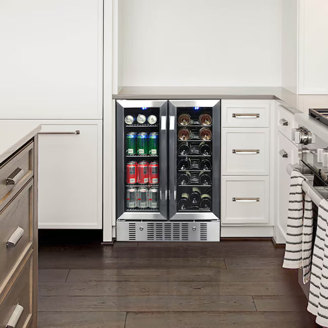 NewAir 23.50-in W 18-Bottles Dual Zone Cooling Built-in/Freestanding Indoor Wine Cooler in Stainless Steel 251315SD1095 - AWB-360DB - Scratch & Dent (Minor)