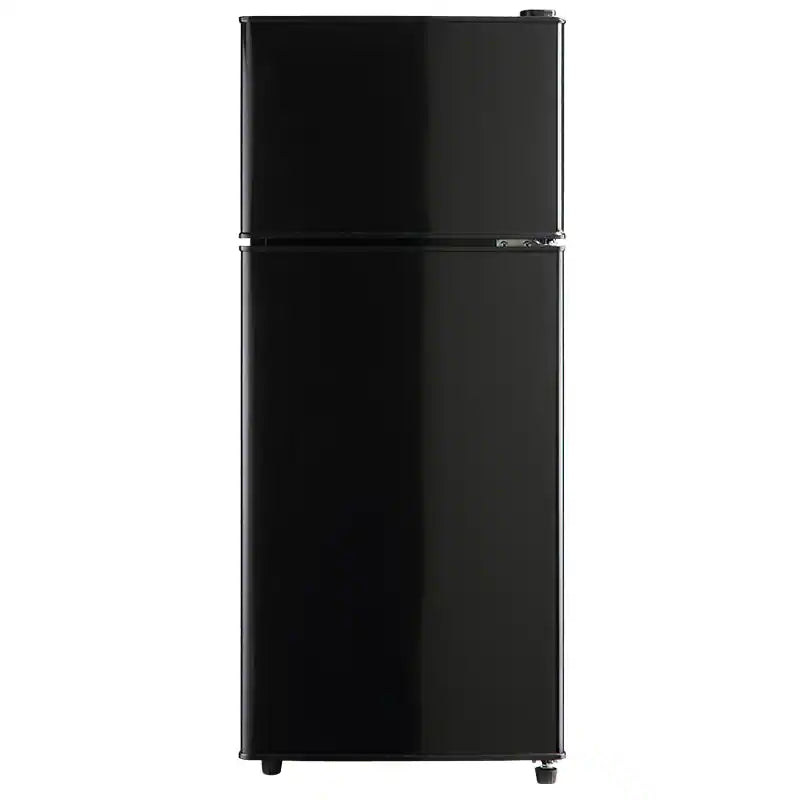 Loheer 2.8 Cu. Ft. 2-Door Mini Fridge with True Top Freezer, Freestanding Compact Refrigerator with LED Light in Black FLS-80-BLACK - Scratch & Dent (Moderate)