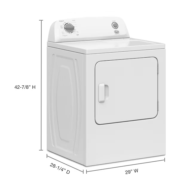 Roper by Whirlpool 6.7-cu ft Vented Electric Dryer in White RED3005TW - Scratch & Dent (Minor)