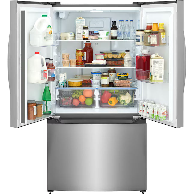 Frigidaire Counter-Depth 19.9-cu ft 35-in Wide French Door Refrigerator with Ice Maker ENERGY STAR Certified in Stainless Steel FRFG201LAV - Scratch & Dent (Minor)