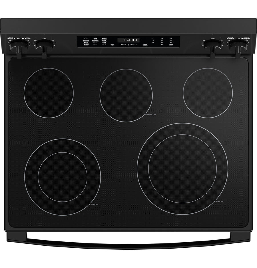 GE® ENERGY STAR® 30" Free-Standing Electric Convection Range with No Preheat Air Fry and EasyWash™ Oven Tray GRF600AVBB - New in Box