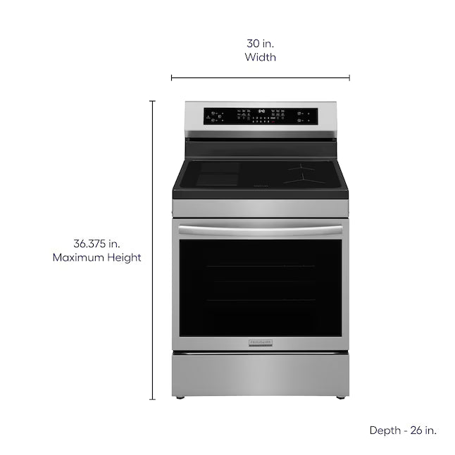 Frigidaire Gallery 30-in 4 Burners 5.3-cu ft , Air Fry Convection Oven Freestanding Single Induction Range in Stainless Steel GCRI3060BF - Scratch & Dent (Minor)