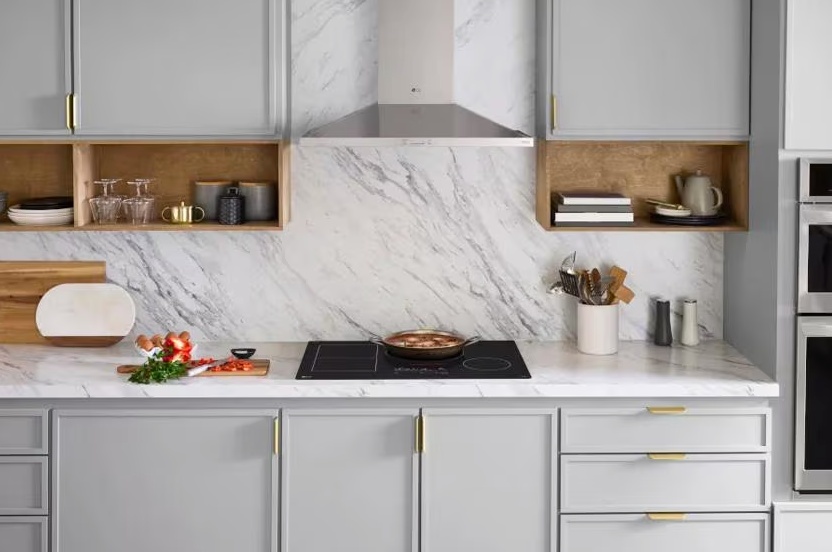 Pictures of 30" Induction Cooktop, White Backlit, Red Bar, Bridge, 4 Elements, ThinQ® with UltraHeat™ and Backlit SmoothTouch® Glass Controls CBIH3017BE - Open Box - Neu Appliance Outlet - Discount Appliance Outlet in Austin, Tx