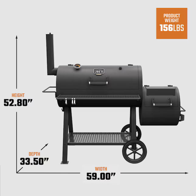 Oklahoma Joe's Highland 879-Sq. in Black Horizontal Charcoal Smoker 22521695 - 24203001 - Certified Refurbished