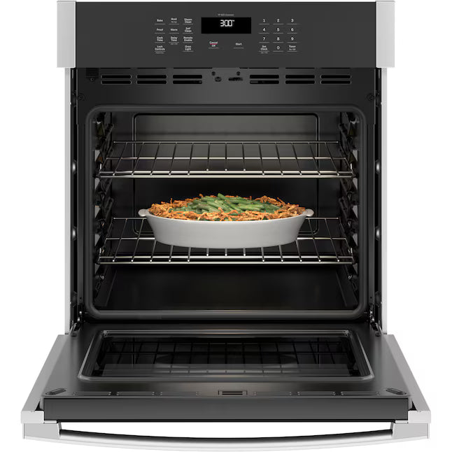 GE 27 inch Single Electric Wall Oven Self + Steam Cleaning in Stainless Steel JKS3000SNSS - Open Box