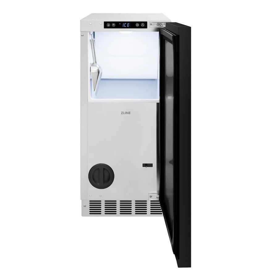 ZLINE 15 in. Touchstone Clear Cube Ice Maker with Drain Pump and Panel Ready Door ICCDP-15 - Scratch & Dent (Minor)