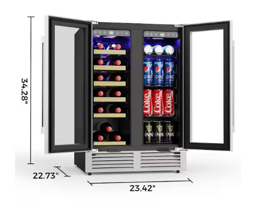BODEGA Cooler 24" Wine and Beverage Cooler Dual Zone 19 Bottles and 57 Cans JC-115DR - Scratch & Dent (Minor)