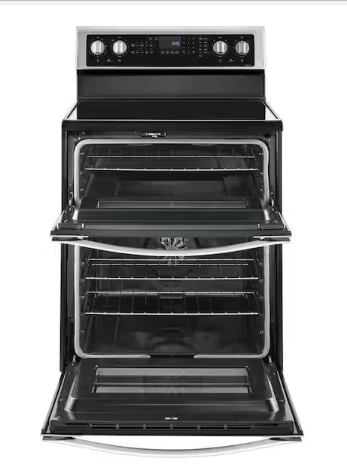 Whirlpool 6.7 cu. ft. 5 Burner Element Double Oven Electric Range with True Convection in Stainless Steel WGE745C0FS - Open Box