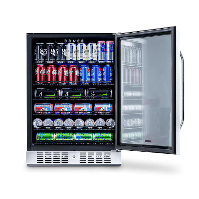 NewAir 23.5-in W 177 -Can Capacity Stainless Steel Built-in/Freestanding Indoor Beverage Refrigerator with Glass Door 251318SD1368 - ABR-1770 - Scratch & Dent (Minor)