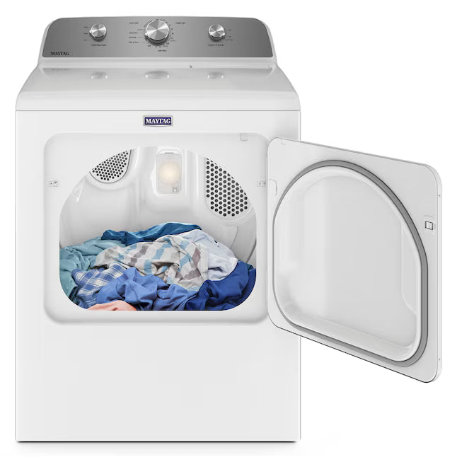 Maytag 4.2 Cu. Ft. Capacity Top Load Washer in White MTW4205SW - Open Box and MayTag 7.0 cu. ft. Top Load Electric Wrinkle Prevent Dryer MED4500MW - Scratch & Dent (Minor)