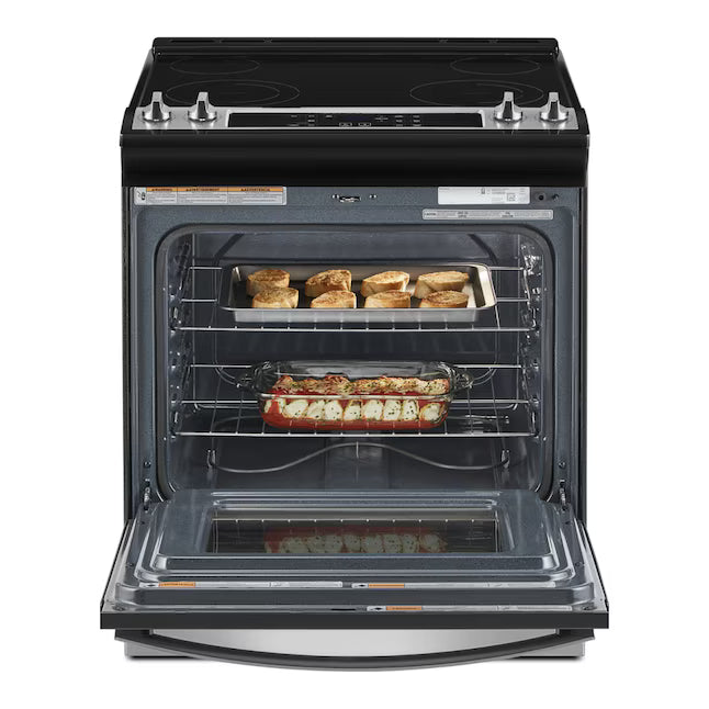 Whirlpool 4.8 cu. ft. 4 Burner Element Single Oven Electric Range in Stainless Steel 22136SD247 - WEE515S0LZ - Scratch & Dent (Minor)
