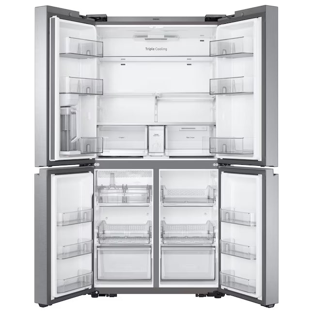 Samsung Counter-Depth 22.9-cu ft 4 -Door ENERGY STAR Certified Smart Compatible French Door Refrigerator with Dual Ice Maker in Fingerprint Resistant Stainless Steel RF23A9071SR - Scratch & Dent (Major)
