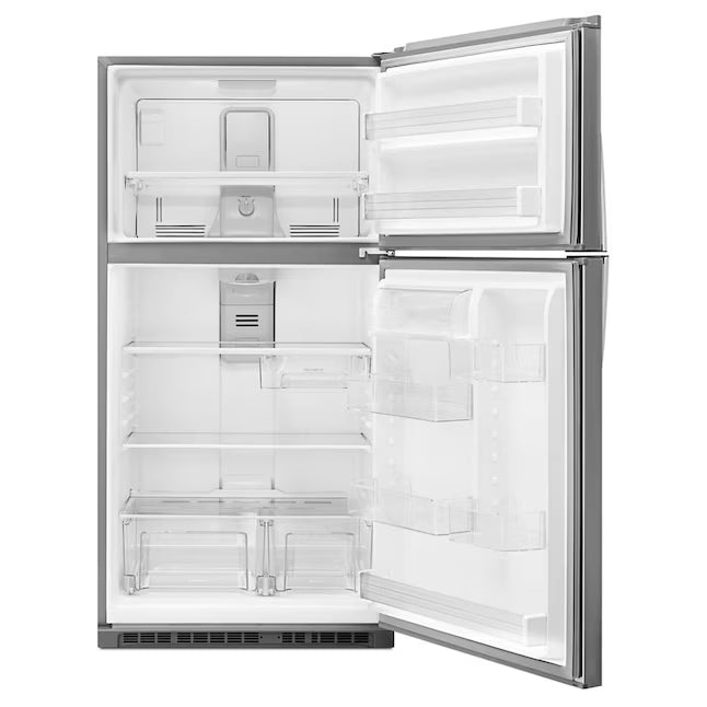 Whirlpool 21.3-cu ft Top-Freezer Refrigerator Monochromatic Stainless Steel 7SD683 - WRT511SZDM - Scratch and Dent (Minor)