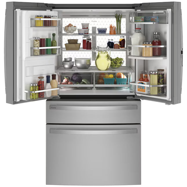 GE Profile™ ENERGY STAR® 27.9 Cu. Ft. Smart Fingerprint Resistant 4-Door French-Door Refrigerator with Door In Door 22SD049 - PVD28BYNFS - Scratch & Dent (Minor)