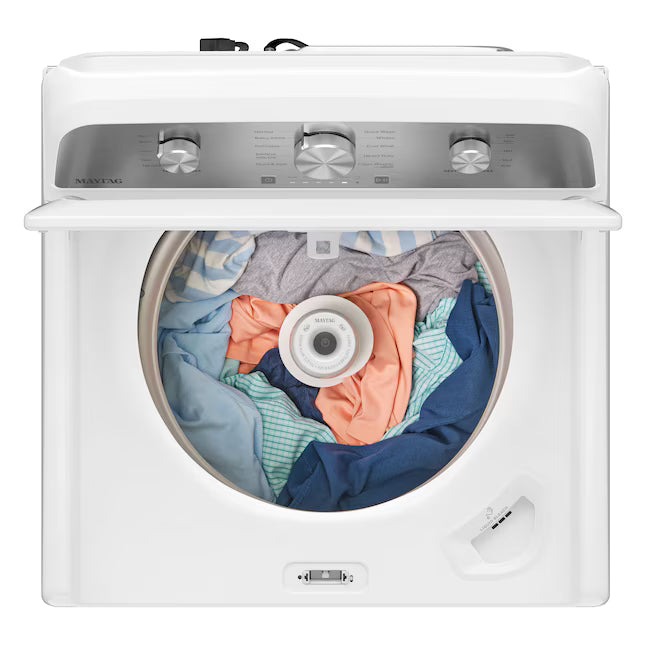 Maytag 4.2 Cu. Ft. Capacity Top Load Washer in White MTW4205SW - Open Box and MayTag 7.0 cu. ft. Top Load Electric Wrinkle Prevent Dryer MED4500MW - Scratch & Dent (Minor)