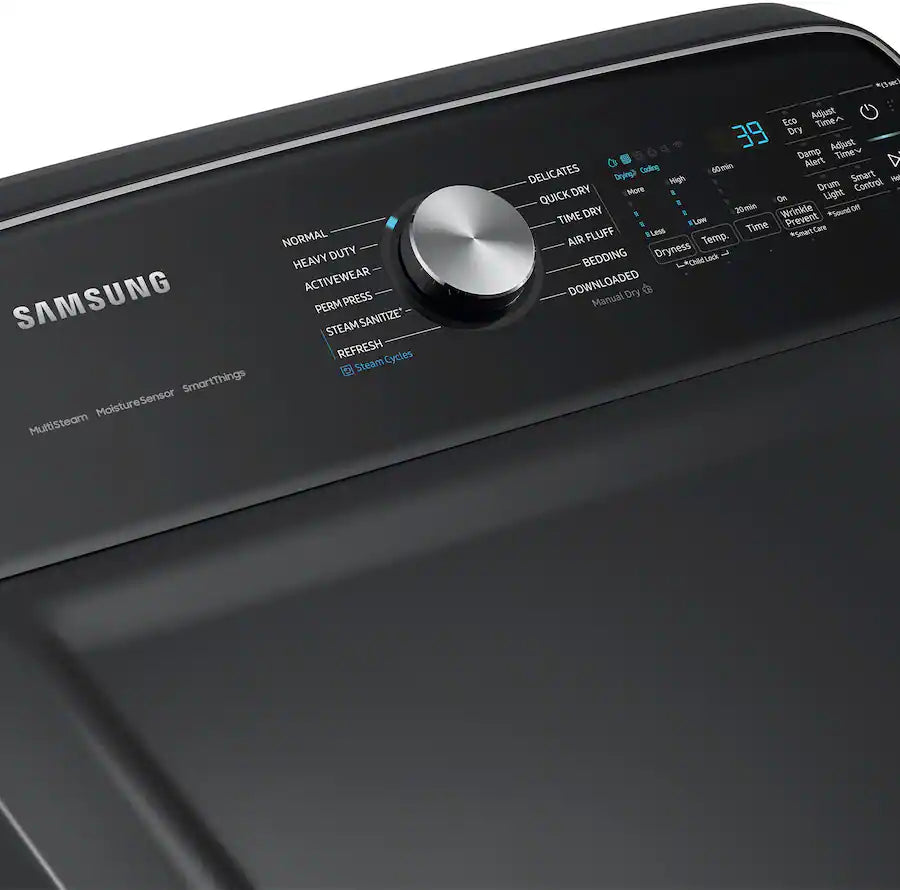 Samsung 7.4 Cu. Ft. Smart Electric Dryer with Steam Sanitize+ in Black 5SD258 - DVE55CG7100V - Scratch & Dent (Minor)