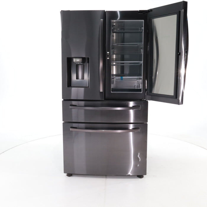 Pictures of Fingerprint-Resistant Black Stainless Steel ENERGY STAR Samsung 27.8 cu. ft. 4 Door French Door Refrigerator with Door-in-Door - Scratch & Dent - Major - Neu Appliance Outlet - Discount Appliance Outlet in Austin, Tx