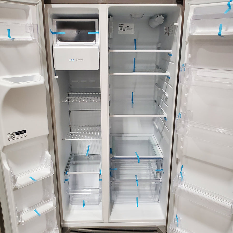 Frigidaire 25.6-cu ft ENERGY STAR Side-by-Side Refrigerator with Ice Maker in Fingerprint Resistant Stainless Steel 22SD031 - FRSS26L3AF - Scratch & Dent (Minor)